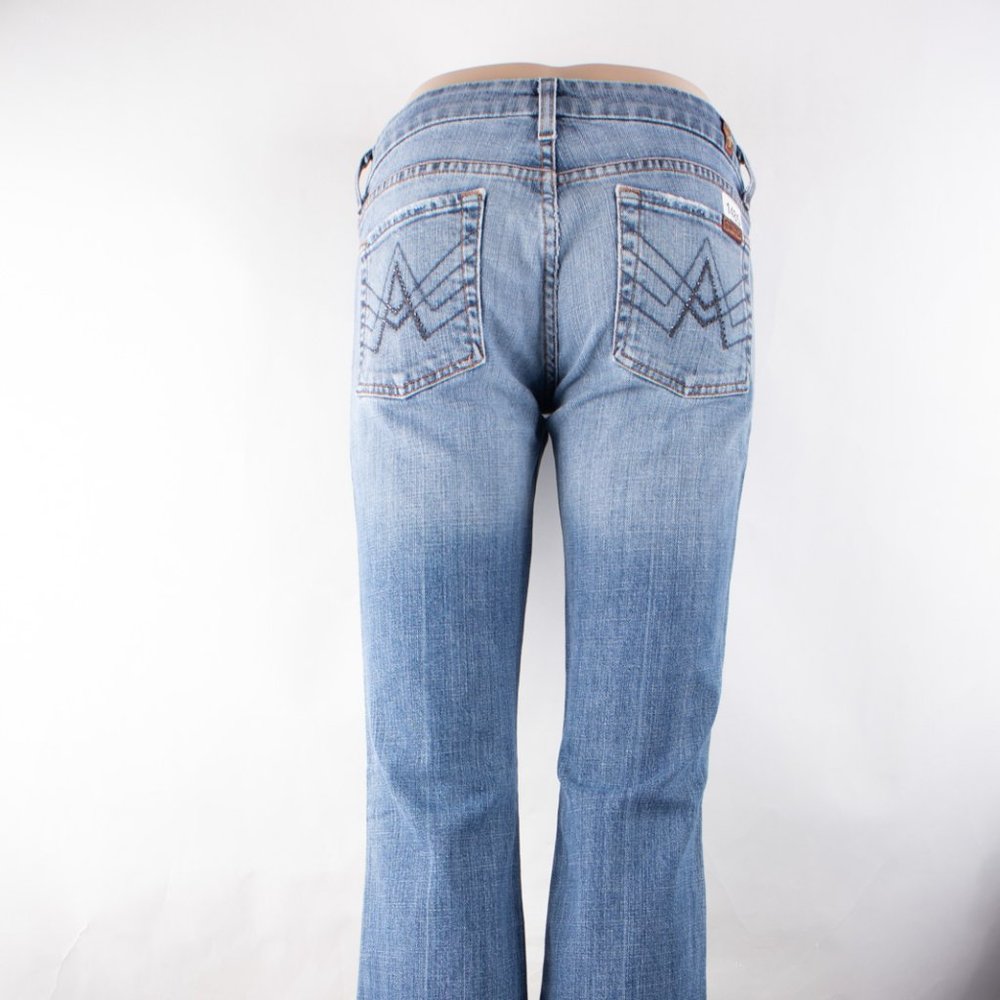 7 For All Mankind A Pocket Bootcut 27 (29 X 30) Women's Denim Jeans Raw Hem - Picture 5 of 11
